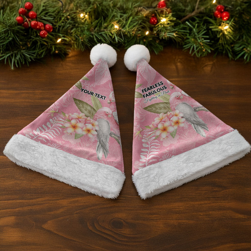 Personalised Galah Cockatoo Fighting in Pink Christmas Santa Hat Australian Breast Cancer Support Spirit