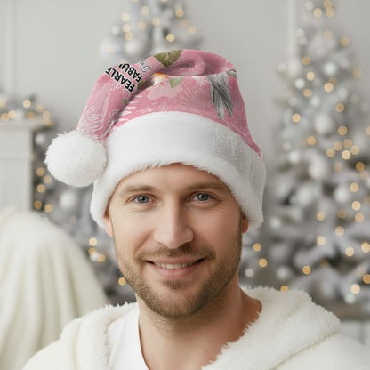 Personalised Galah Cockatoo Fighting in Pink Christmas Santa Hat Australian Breast Cancer Support Spirit