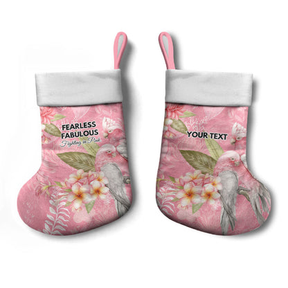 Personalised Galah Cockatoo Fighting in Pink Christmas Stocking Australian Breast Cancer Support Spirit