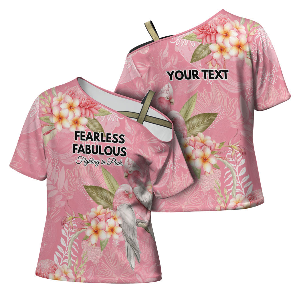 Personalised Galah Cockatoo Fighting in Pink Cross Shoulder Shirt Australian Breast Cancer Support Spirit