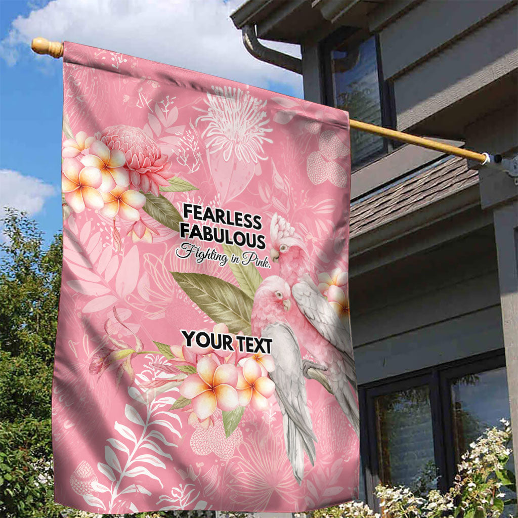 Personalised Galah Cockatoo Fighting in Pink Garden Flag Australian Breast Cancer Support Spirit