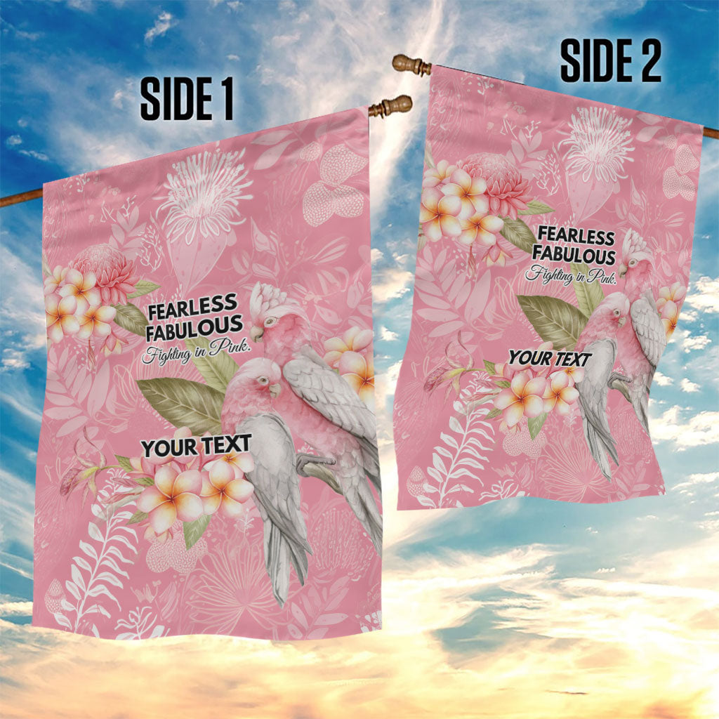 Personalised Galah Cockatoo Fighting in Pink Garden Flag Australian Breast Cancer Support Spirit