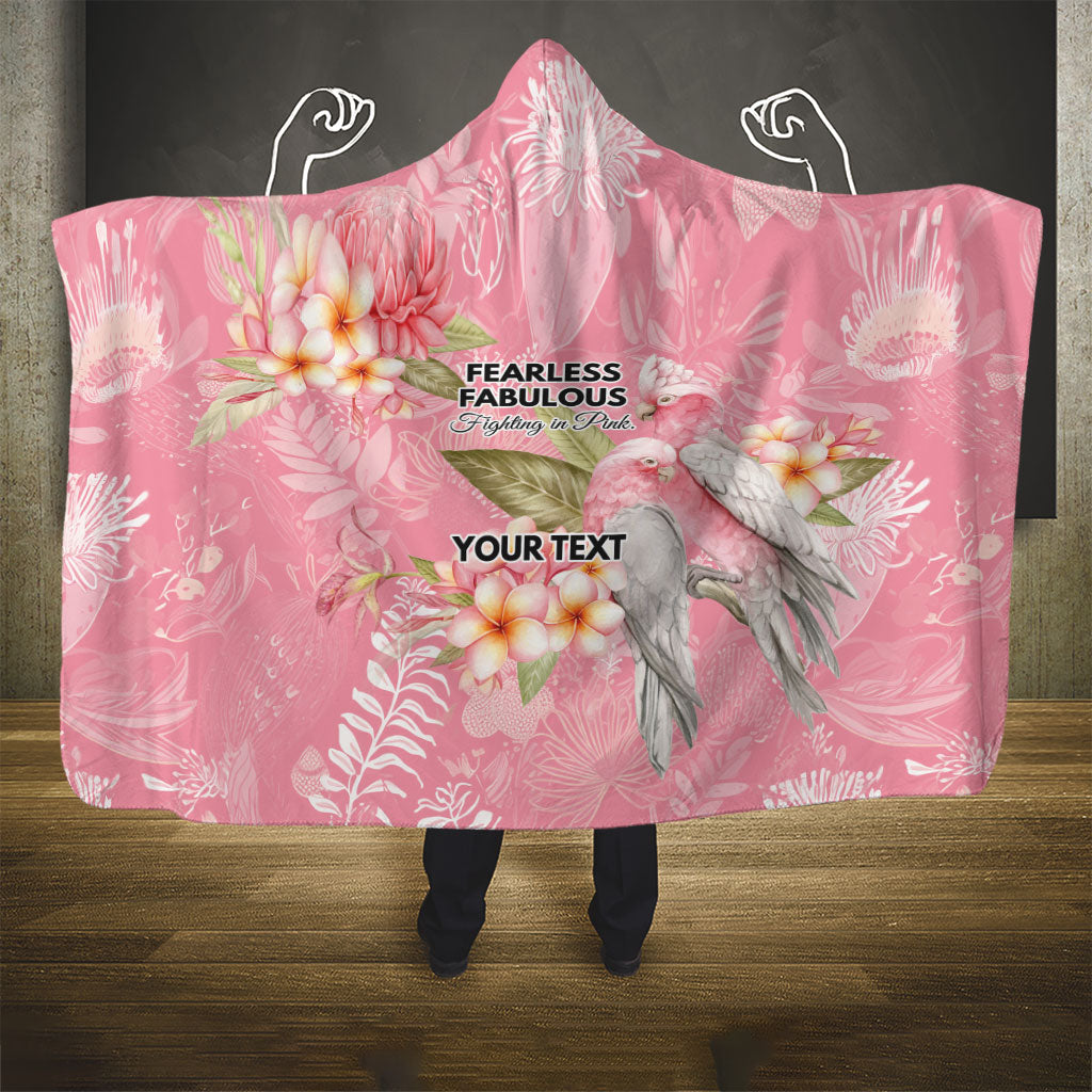 Personalised Galah Cockatoo Fighting in Pink Hooded Blanket Australian Breast Cancer Support Spirit
