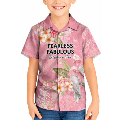Personalised Galah Cockatoo Fighting in Pink Kid Hawaiian Shirt Australian Breast Cancer Support Spirit