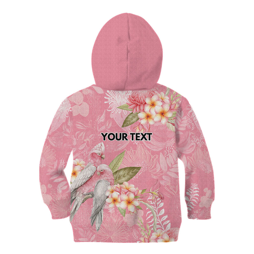 Personalised Galah Cockatoo Fighting in Pink Kid Hoodie Australian Breast Cancer Support Spirit