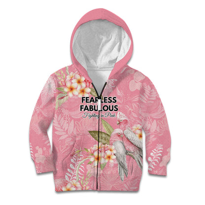 Personalised Galah Cockatoo Fighting in Pink Kid Hoodie Australian Breast Cancer Support Spirit