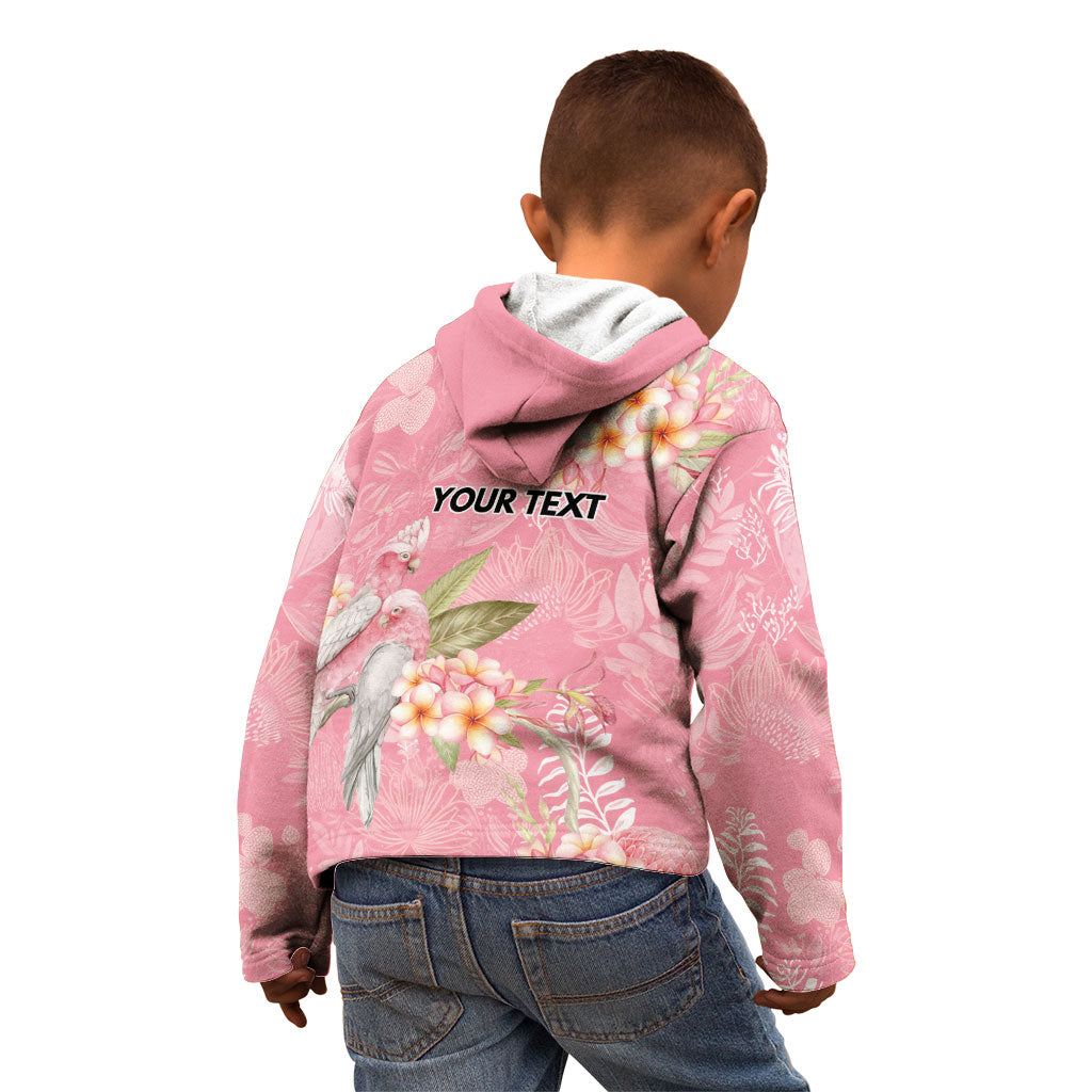Personalised Galah Cockatoo Fighting in Pink Kid Hoodie Australian Breast Cancer Support Spirit