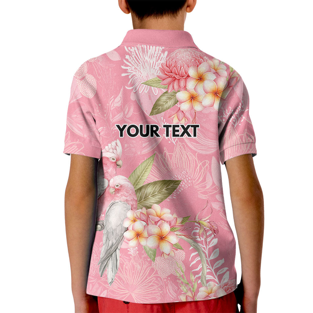 Personalised Galah Cockatoo Fighting in Pink Kid Polo Shirt Australian Breast Cancer Support Spirit