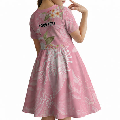 Personalised Galah Cockatoo Fighting in Pink Kid Short Sleeve Dress Australian Breast Cancer Support Spirit