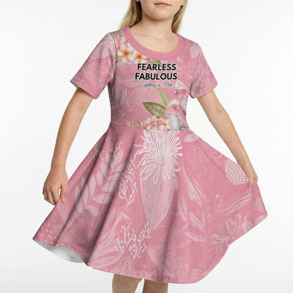 Personalised Galah Cockatoo Fighting in Pink Kid Short Sleeve Dress Australian Breast Cancer Support Spirit