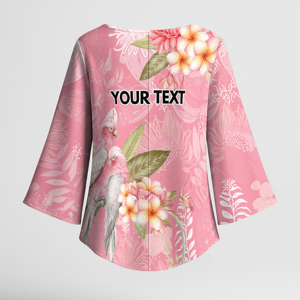 Personalised Galah Cockatoo Fighting in Pink Kimono Sleeve Blouse Australian Breast Cancer Support Spirit