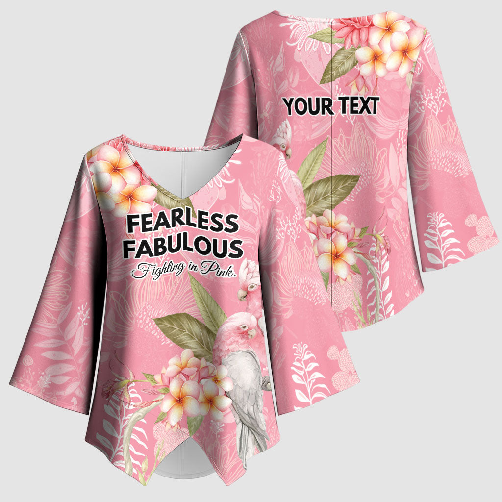 Personalised Galah Cockatoo Fighting in Pink Kimono Sleeve Blouse Australian Breast Cancer Support Spirit
