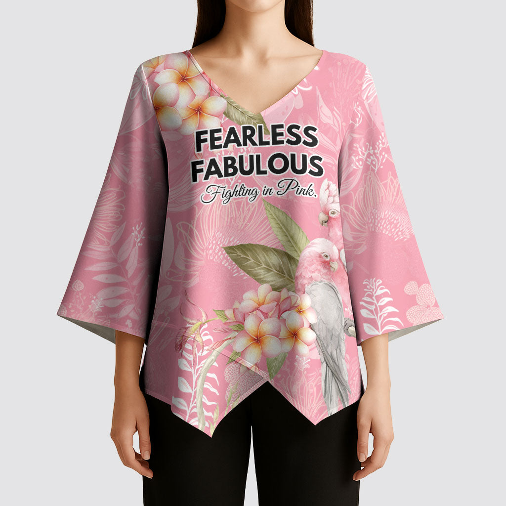 Personalised Galah Cockatoo Fighting in Pink Kimono Sleeve Blouse Australian Breast Cancer Support Spirit