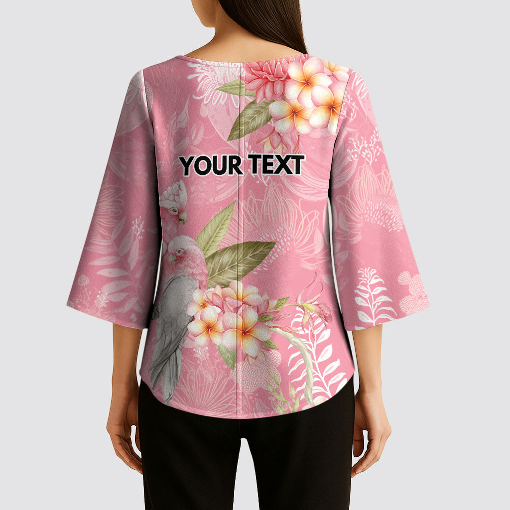 Personalised Galah Cockatoo Fighting in Pink Kimono Sleeve Blouse Australian Breast Cancer Support Spirit