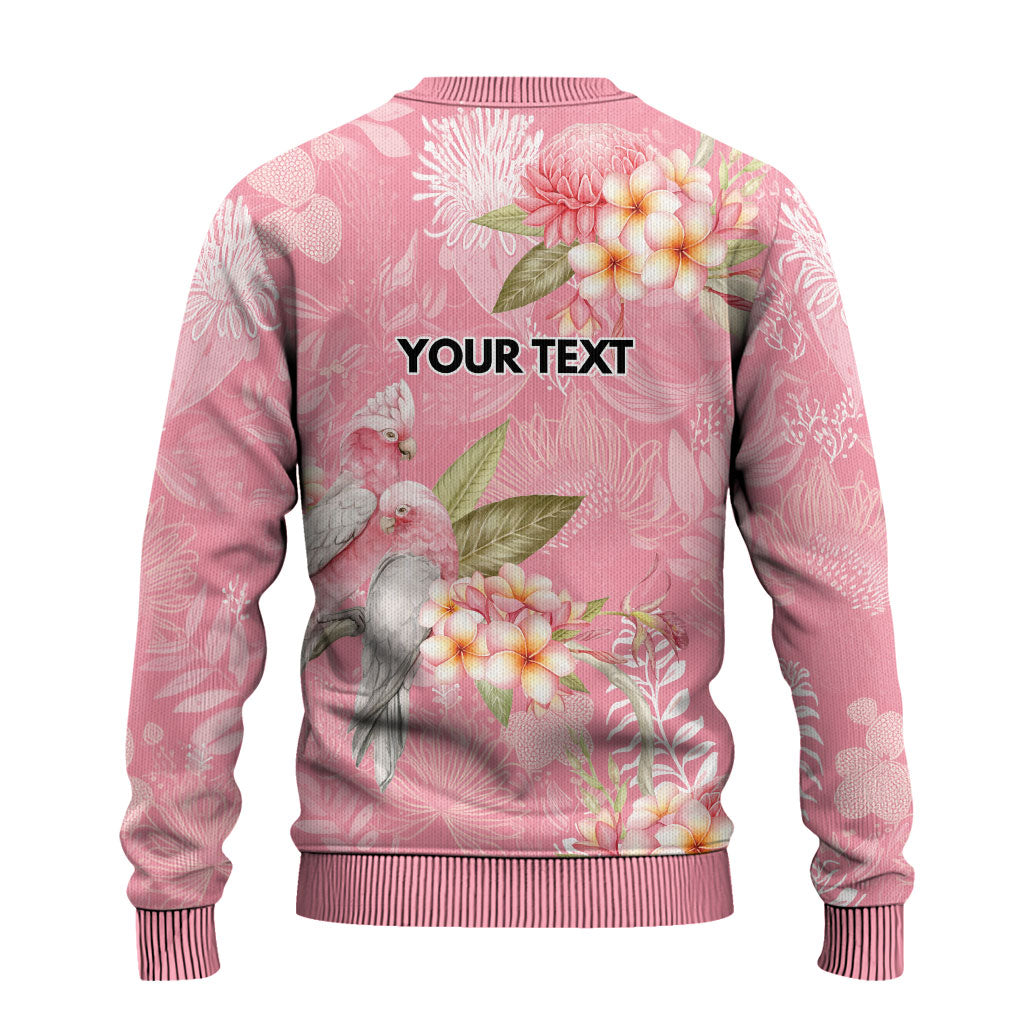 Personalised Galah Cockatoo Fighting in Pink Ugly Christmas Sweater Australian Breast Cancer Support Spirit