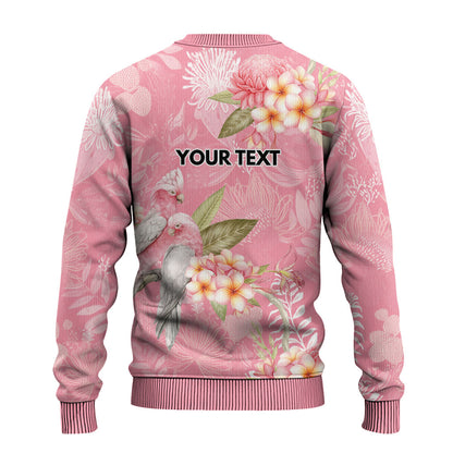 Personalised Galah Cockatoo Fighting in Pink Ugly Christmas Sweater Australian Breast Cancer Support Spirit