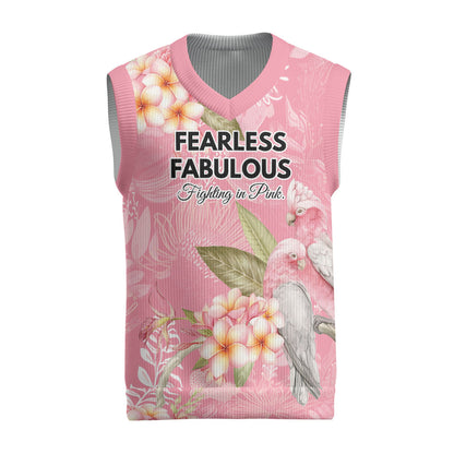 Personalised Galah Cockatoo Fighting in Pink Christmas Knitted V-Neck Vest Australian Breast Cancer Support Spirit