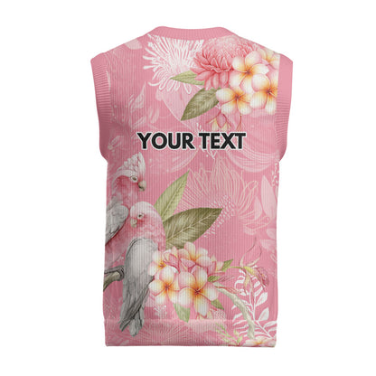 Personalised Galah Cockatoo Fighting in Pink Christmas Knitted V-Neck Vest Australian Breast Cancer Support Spirit