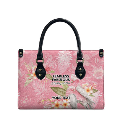 Personalised Galah Cockatoo Fighting in Pink Leather Bag Australian Breast Cancer Support Spirit