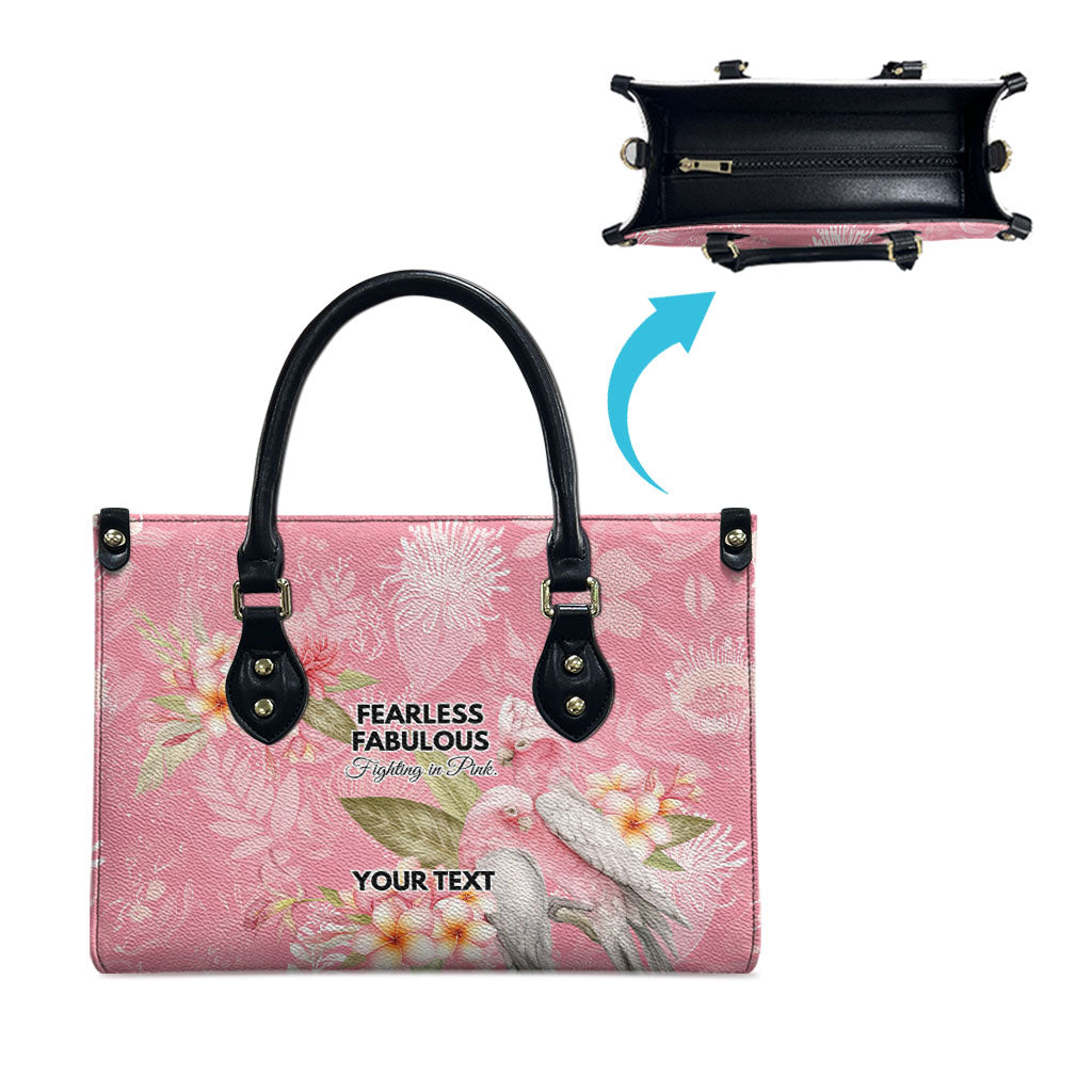 Personalised Galah Cockatoo Fighting in Pink Leather Bag Australian Breast Cancer Support Spirit