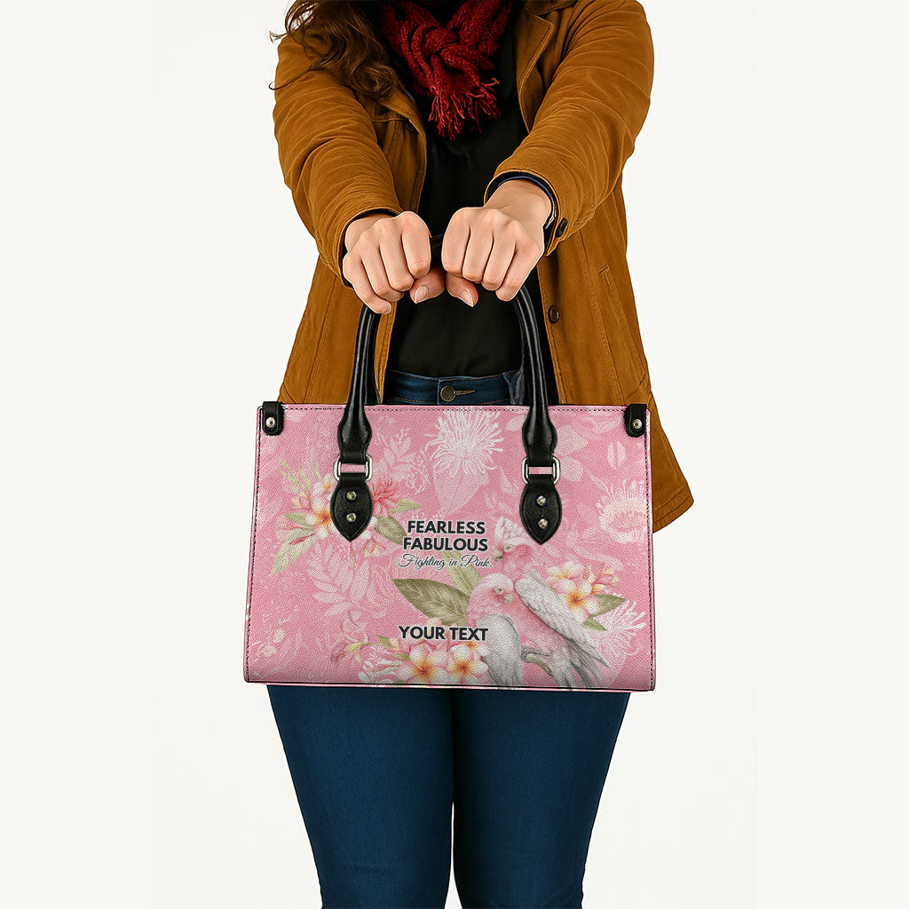 Personalised Galah Cockatoo Fighting in Pink Leather Bag Australian Breast Cancer Support Spirit