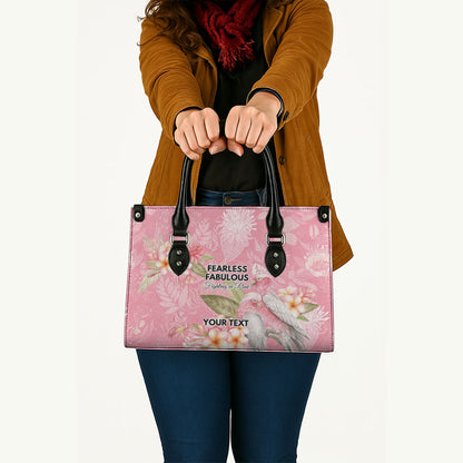 Personalised Galah Cockatoo Fighting in Pink Leather Bag Australian Breast Cancer Support Spirit