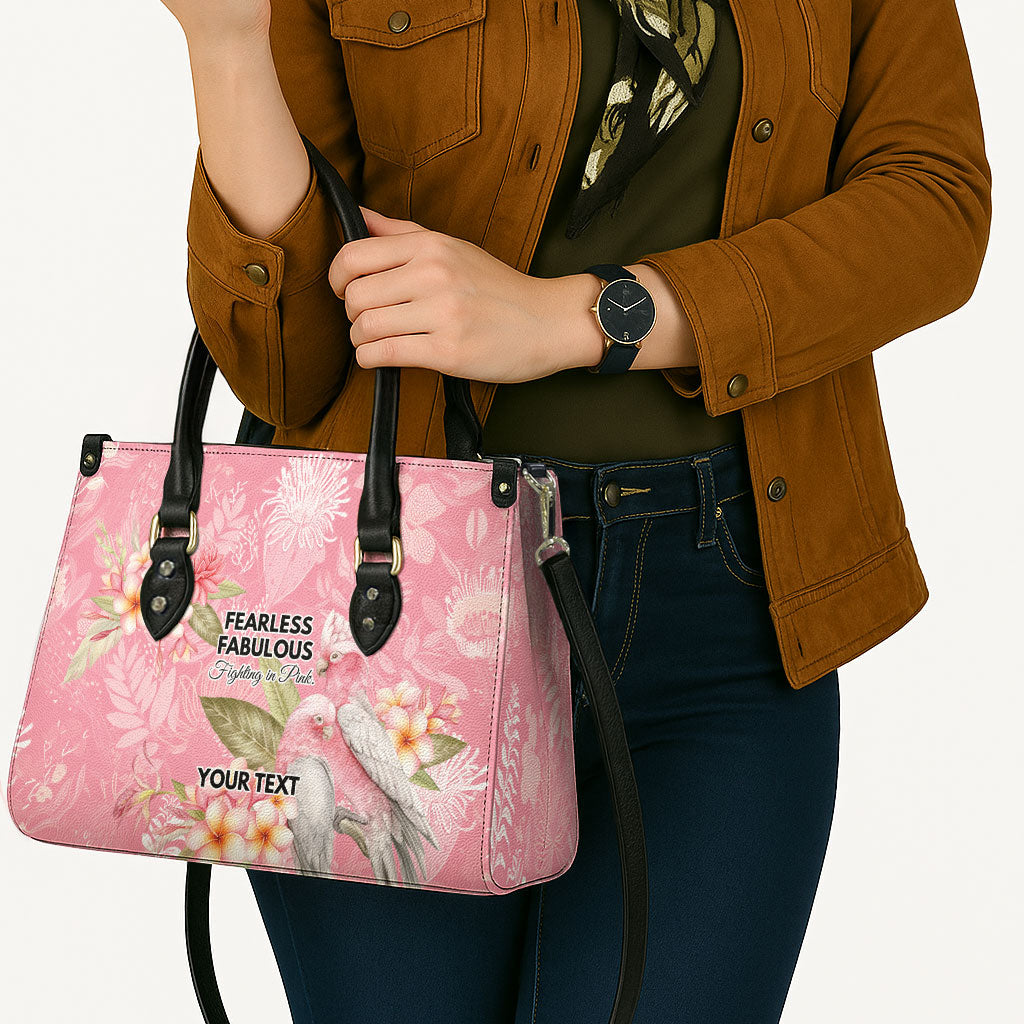Personalised Galah Cockatoo Fighting in Pink Leather Bag Australian Breast Cancer Support Spirit
