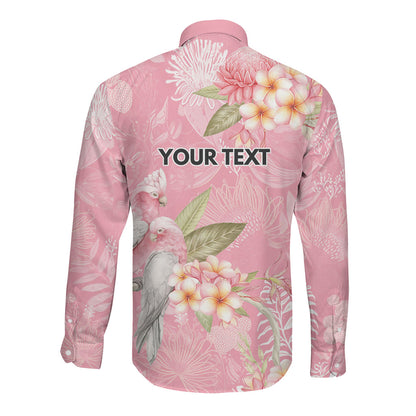 Personalised Galah Cockatoo Fighting in Pink Long Sleeve Button Shirt Australian Breast Cancer Support Spirit