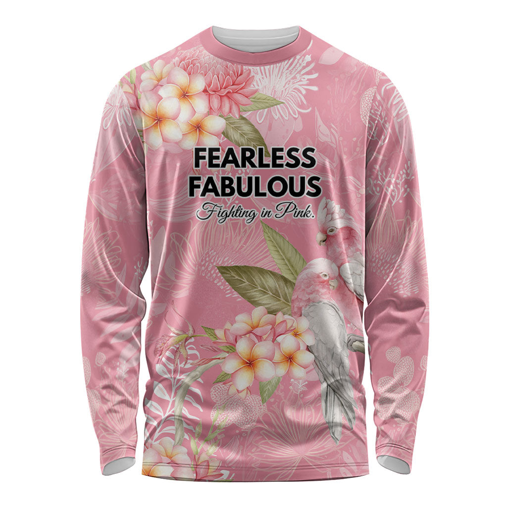 Personalised Galah Cockatoo Fighting in Pink Long Sleeve Shirt Australian Breast Cancer Support Spirit