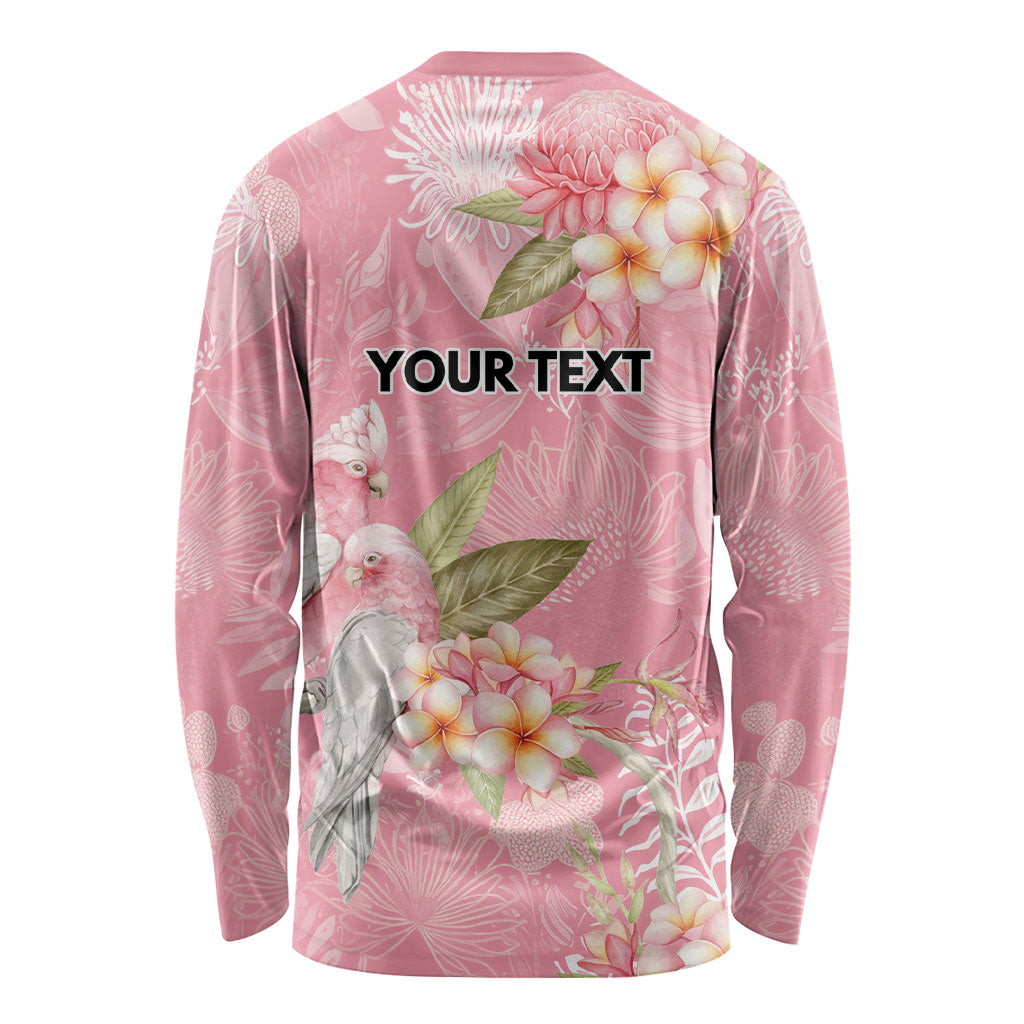 Personalised Galah Cockatoo Fighting in Pink Long Sleeve Shirt Australian Breast Cancer Support Spirit