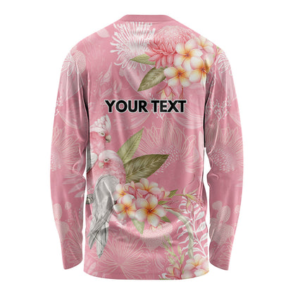 Personalised Galah Cockatoo Fighting in Pink Long Sleeve Shirt Australian Breast Cancer Support Spirit