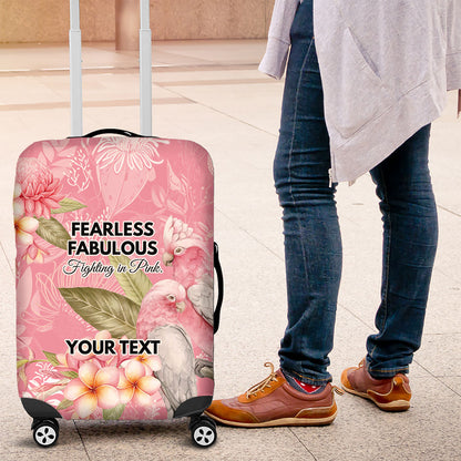 Personalised Galah Cockatoo Fighting in Pink Luggage Cover Australian Breast Cancer Support Spirit