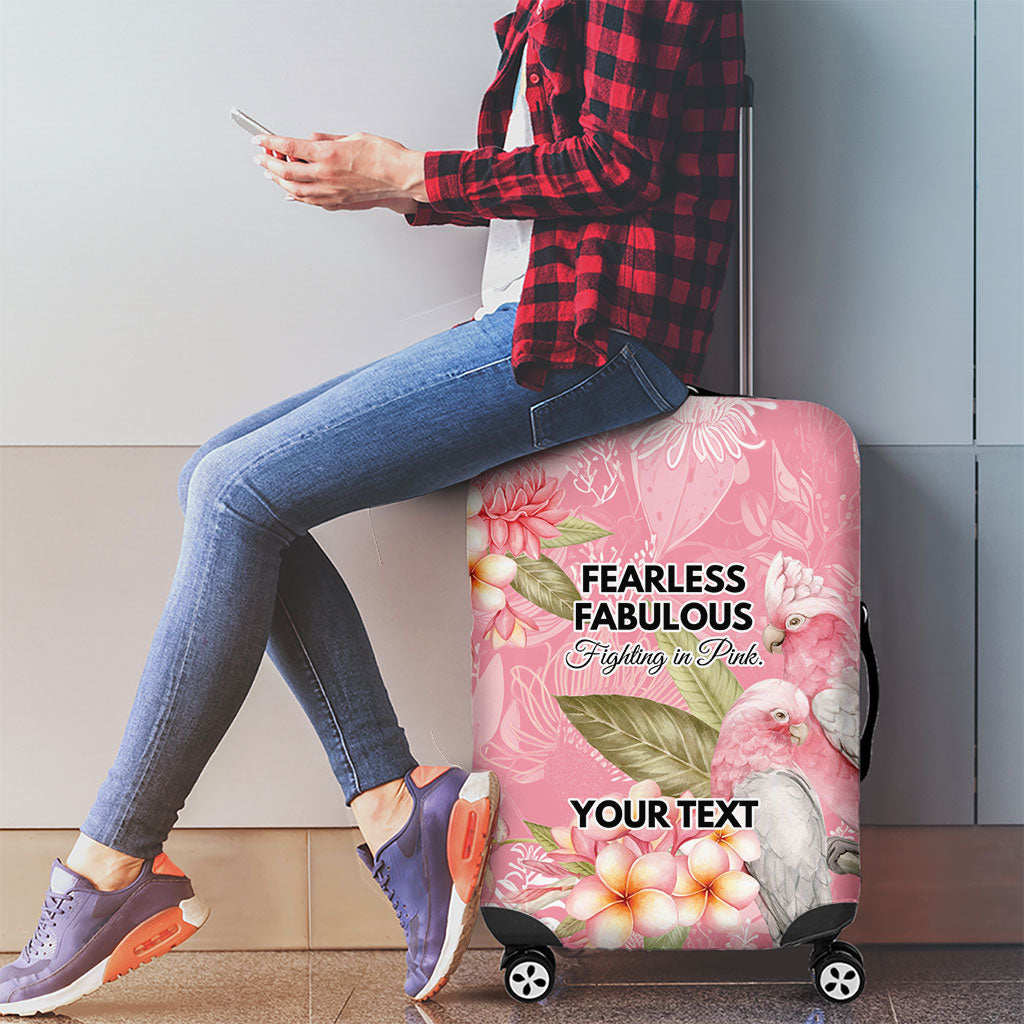 Personalised Galah Cockatoo Fighting in Pink Luggage Cover Australian Breast Cancer Support Spirit