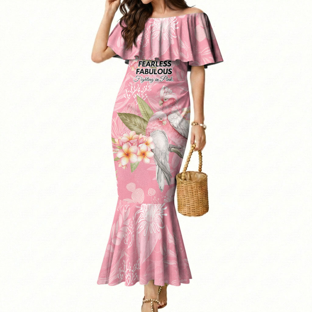 Personalised Galah Cockatoo Fighting in Pink Mermaid Dress Australian Breast Cancer Support Spirit