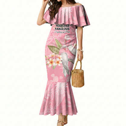 Personalised Galah Cockatoo Fighting in Pink Mermaid Dress Australian Breast Cancer Support Spirit
