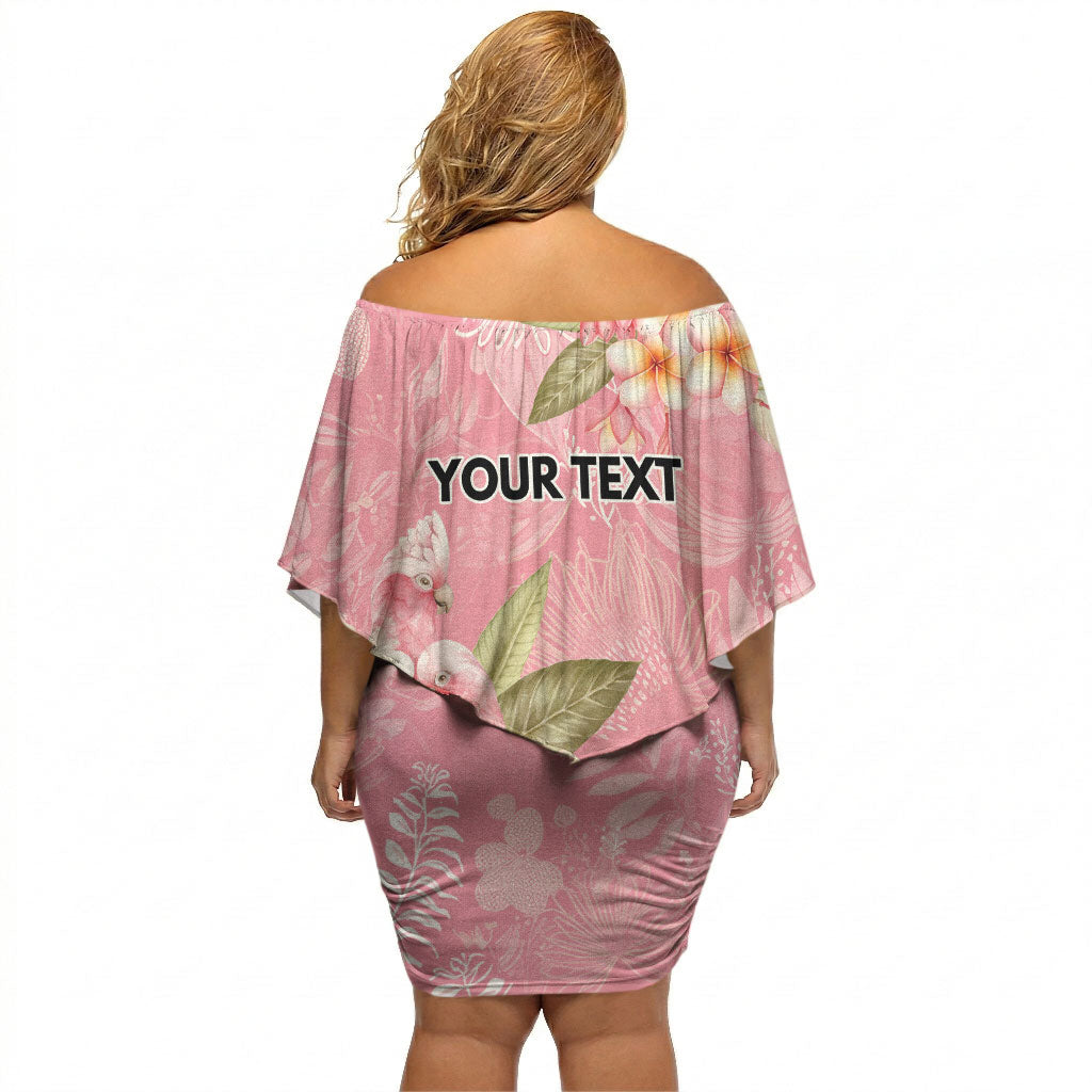 Personalised Galah Cockatoo Fighting in Pink Off Shoulder Short Dress Australian Breast Cancer Support Spirit