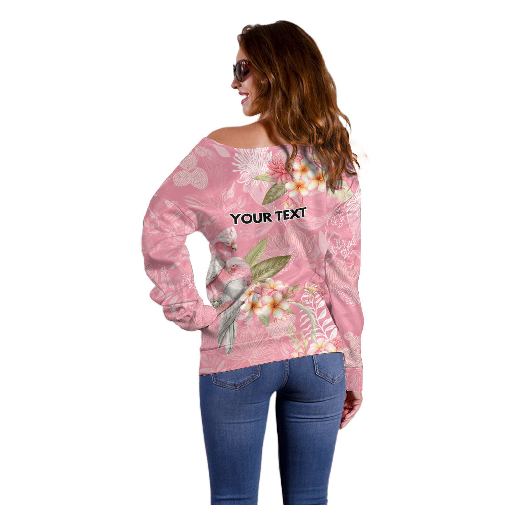 Personalised Galah Cockatoo Fighting in Pink Off Shoulder Sweater Australian Breast Cancer Support Spirit
