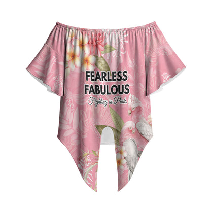 Personalised Galah Cockatoo Fighting in Pink Off Shoulder Wrap Waist Top Australian Breast Cancer Support Spirit
