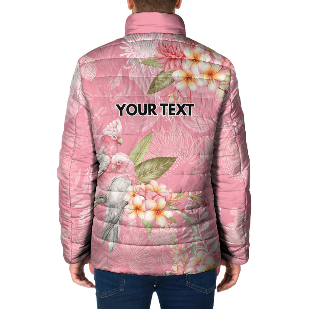 Personalised Galah Cockatoo Fighting in Pink Padded Jacket Australian Breast Cancer Support Spirit