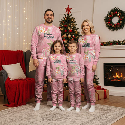 Personalised Galah Cockatoo Fighting in Pink Christmas Pajama Set Australian Breast Cancer Support Spirit