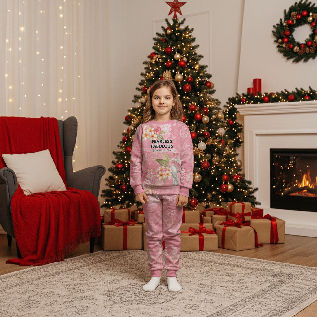 Personalised Galah Cockatoo Fighting in Pink Christmas Pajama Set Australian Breast Cancer Support Spirit