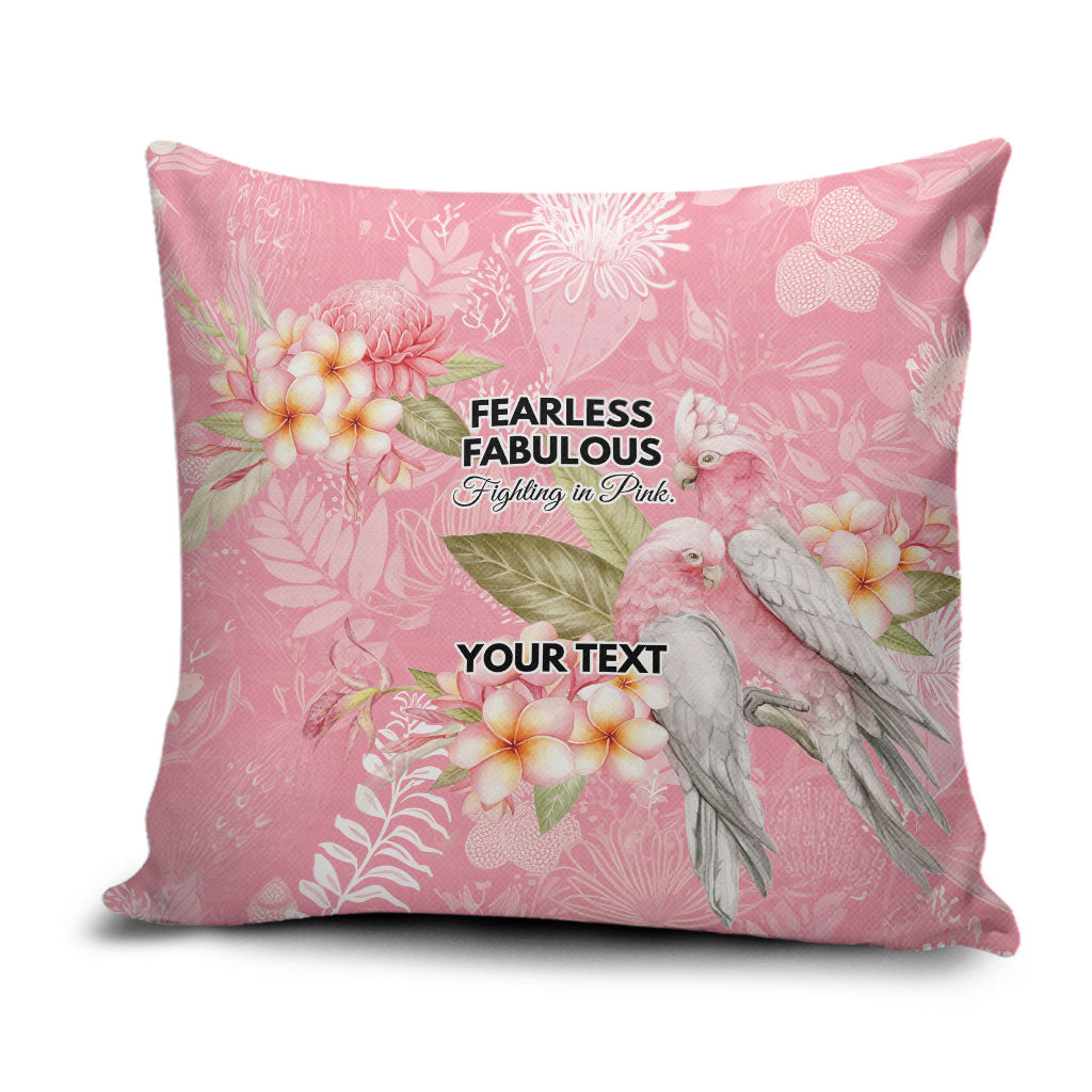 Personalised Galah Cockatoo Fighting in Pink Pillow Cover Australian Breast Cancer Support Spirit