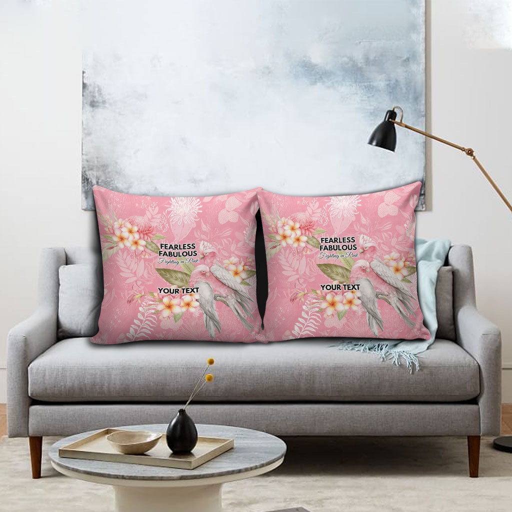 Personalised Galah Cockatoo Fighting in Pink Pillow Cover Australian Breast Cancer Support Spirit