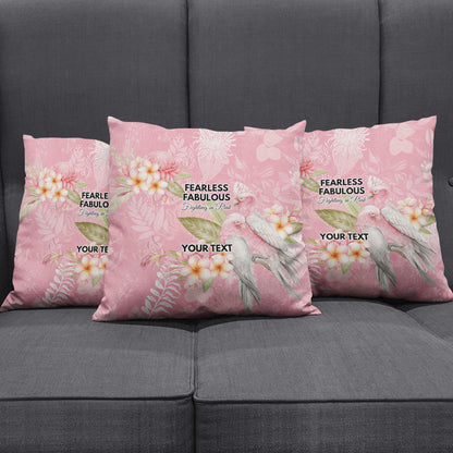 Personalised Galah Cockatoo Fighting in Pink Pillow Cover Australian Breast Cancer Support Spirit