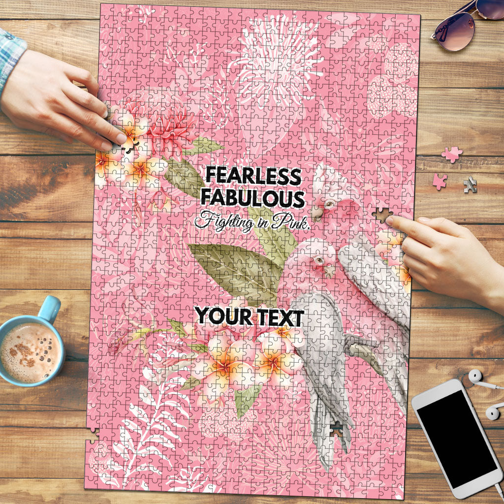 Personalised Galah Cockatoo Fighting in Pink Puzzle Australian Breast Cancer Support Spirit