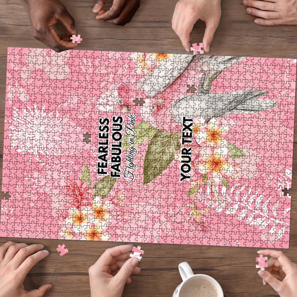 Personalised Galah Cockatoo Fighting in Pink Puzzle Australian Breast Cancer Support Spirit