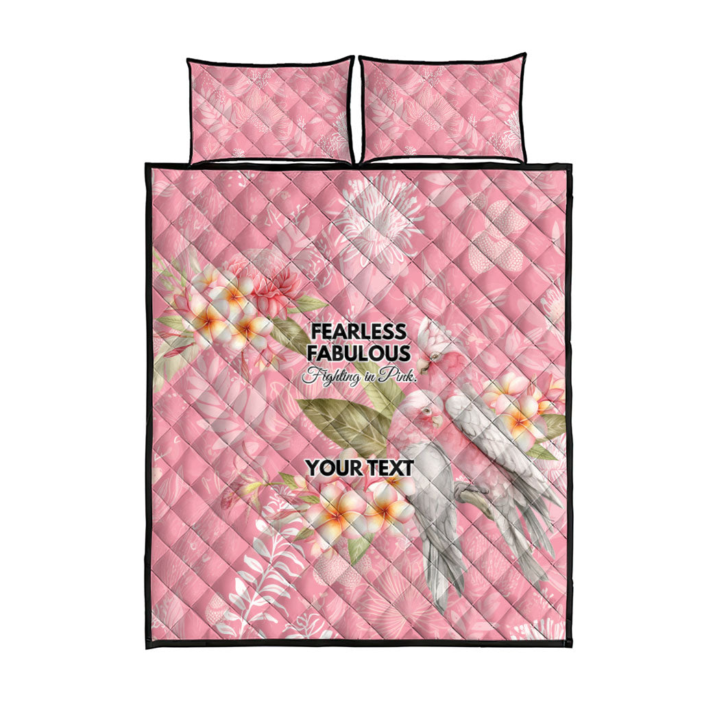 Personalised Galah Cockatoo Fighting in Pink Quilt Bed Set Australian Breast Cancer Support Spirit