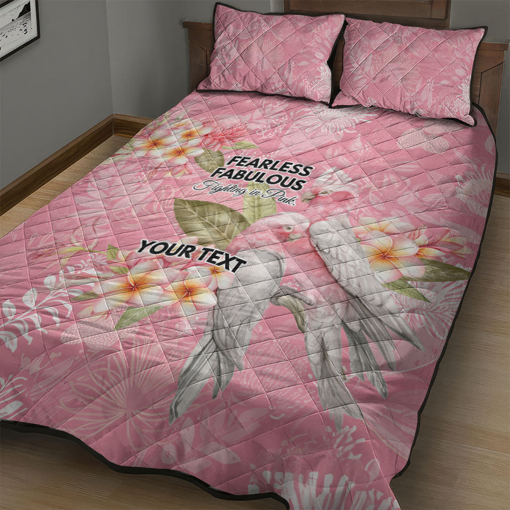 Personalised Galah Cockatoo Fighting in Pink Quilt Bed Set Australian Breast Cancer Support Spirit