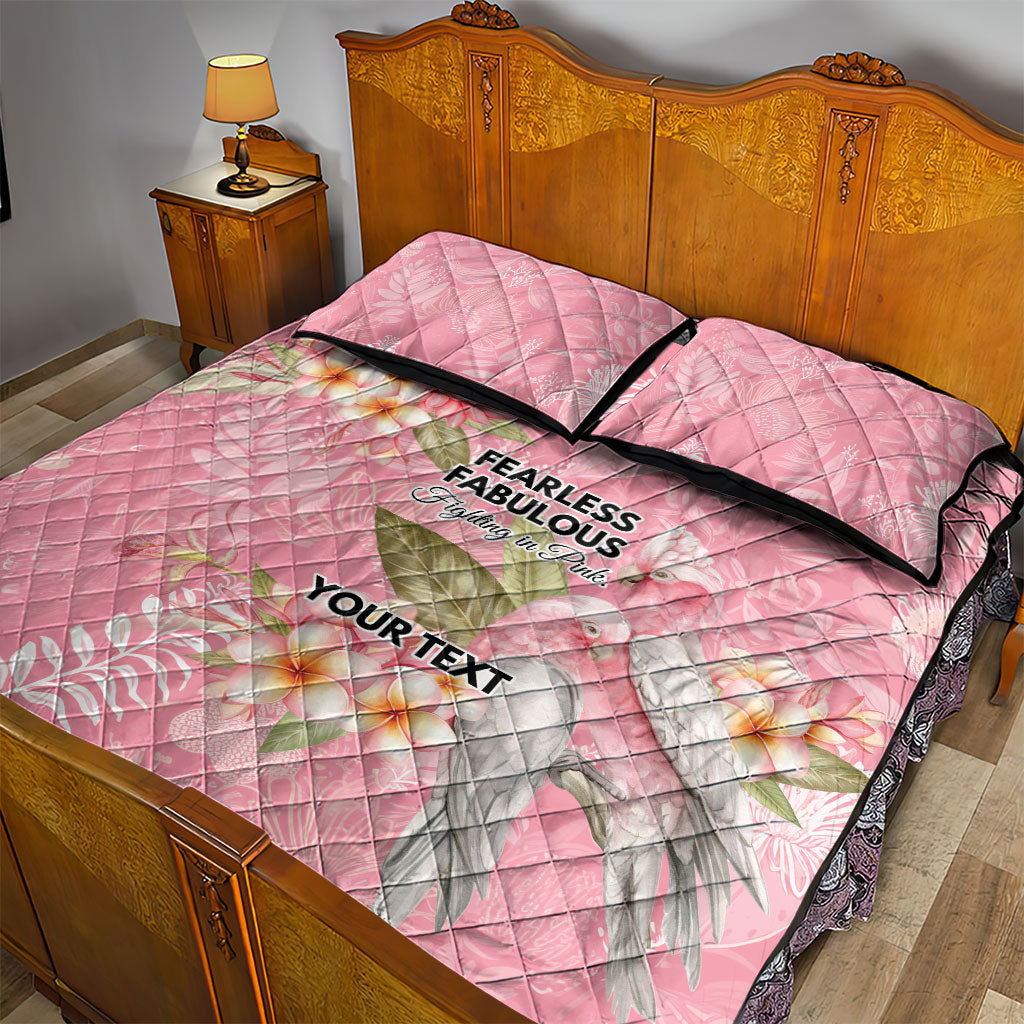 Personalised Galah Cockatoo Fighting in Pink Quilt Bed Set Australian Breast Cancer Support Spirit