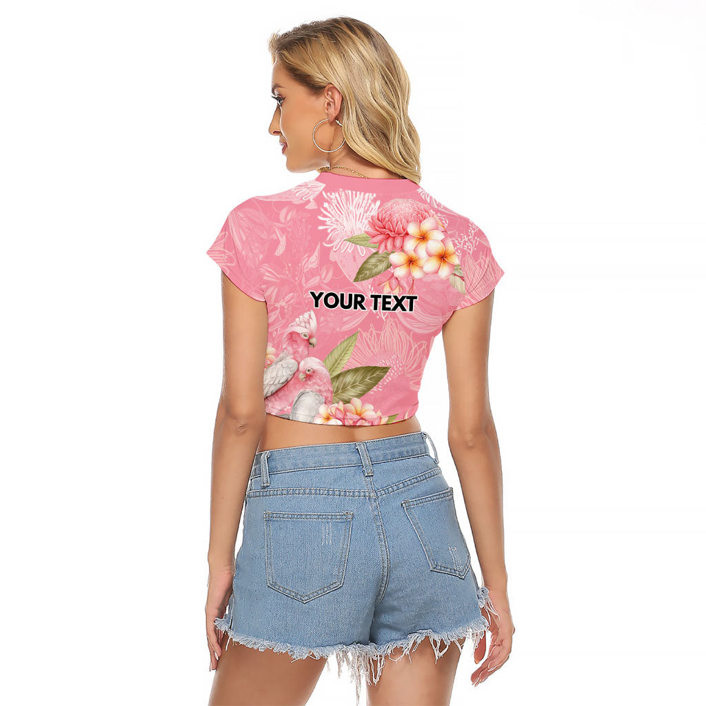 Personalised Galah Cockatoo Fighting in Pink Raglan Cropped T Shirt Australian Breast Cancer Support Spirit